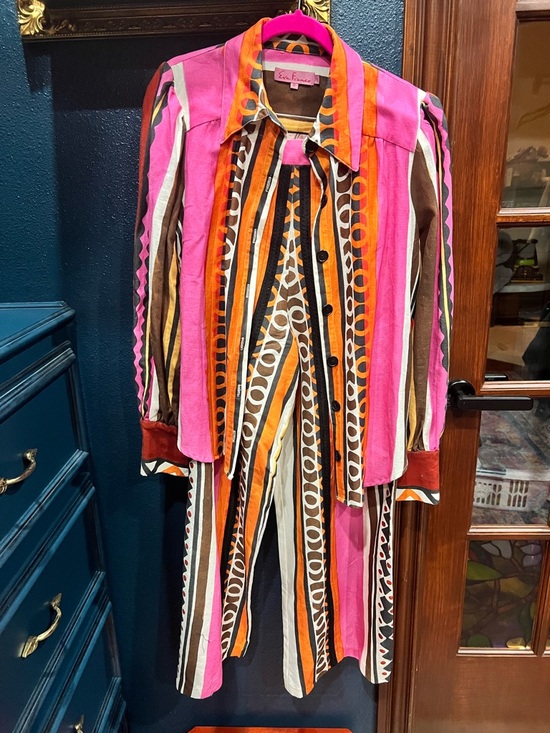 Eva Franco Pants - Eva Franco Tulum Stripe blouse and Cypress pant set